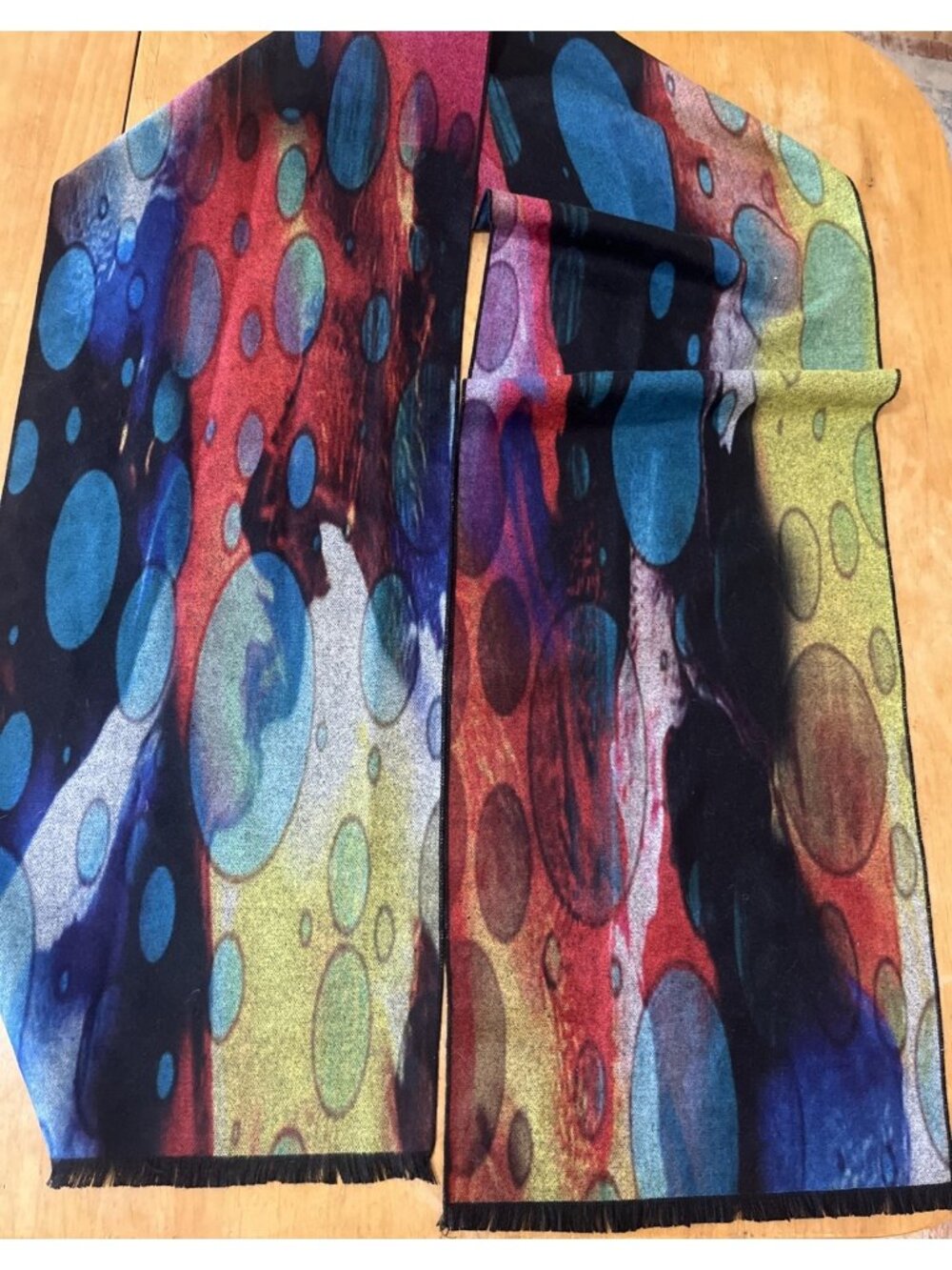 artsy Gorgeous Vibrant Elegant Scarf Abstract Contemporary Reversible 76x11” - Picture 4 of 5